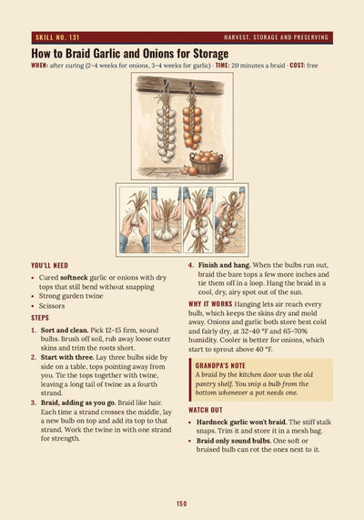 Skill card — braid garlic and onions for storage